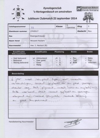 21-09-2014 KC 's-Hertogenbosch 1U - BOB - 3e Best in Group